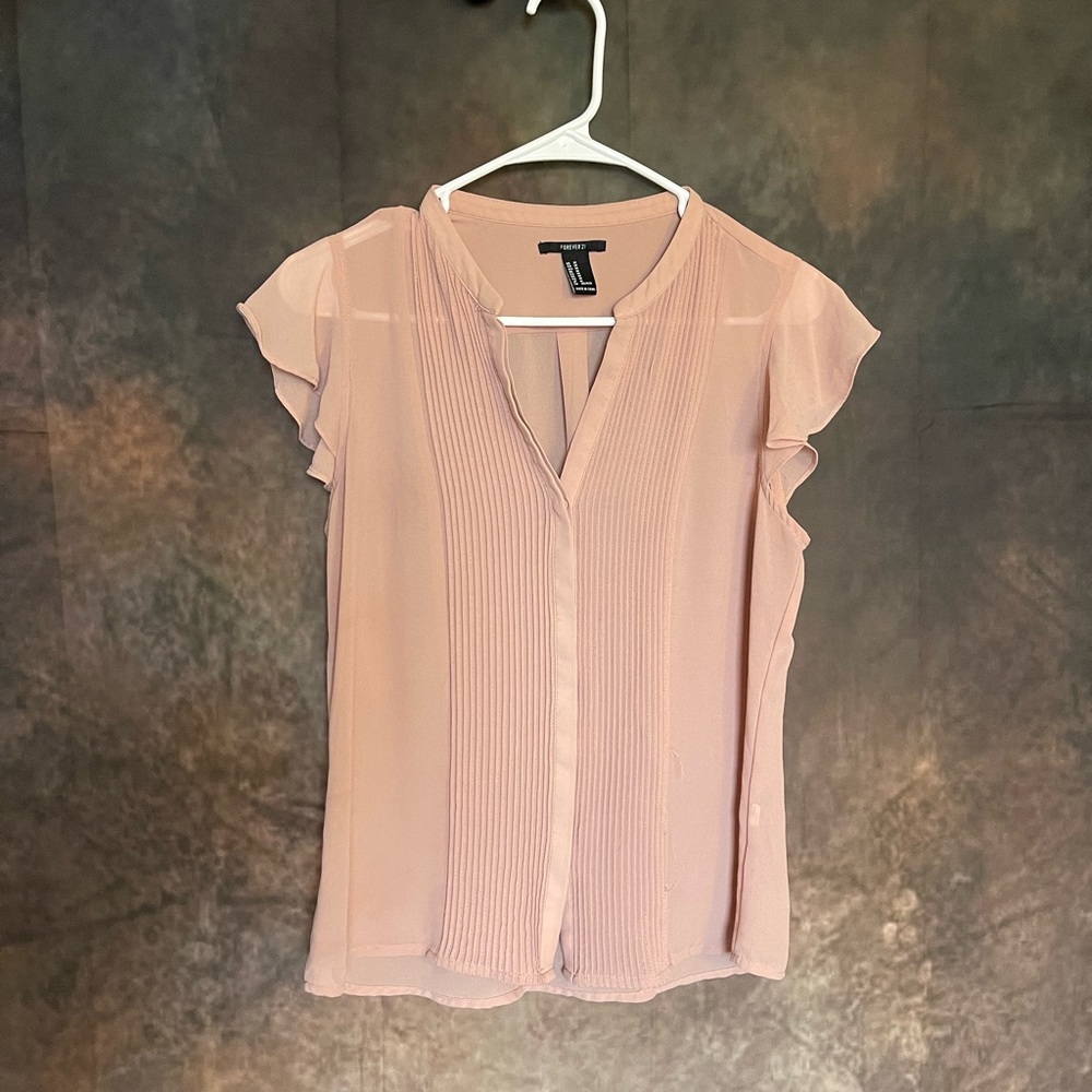 Forever 21 Soft Blush Pink Pleated Blouse